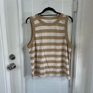 LOFT White and Tan Sleeveless Boxy Tank Top